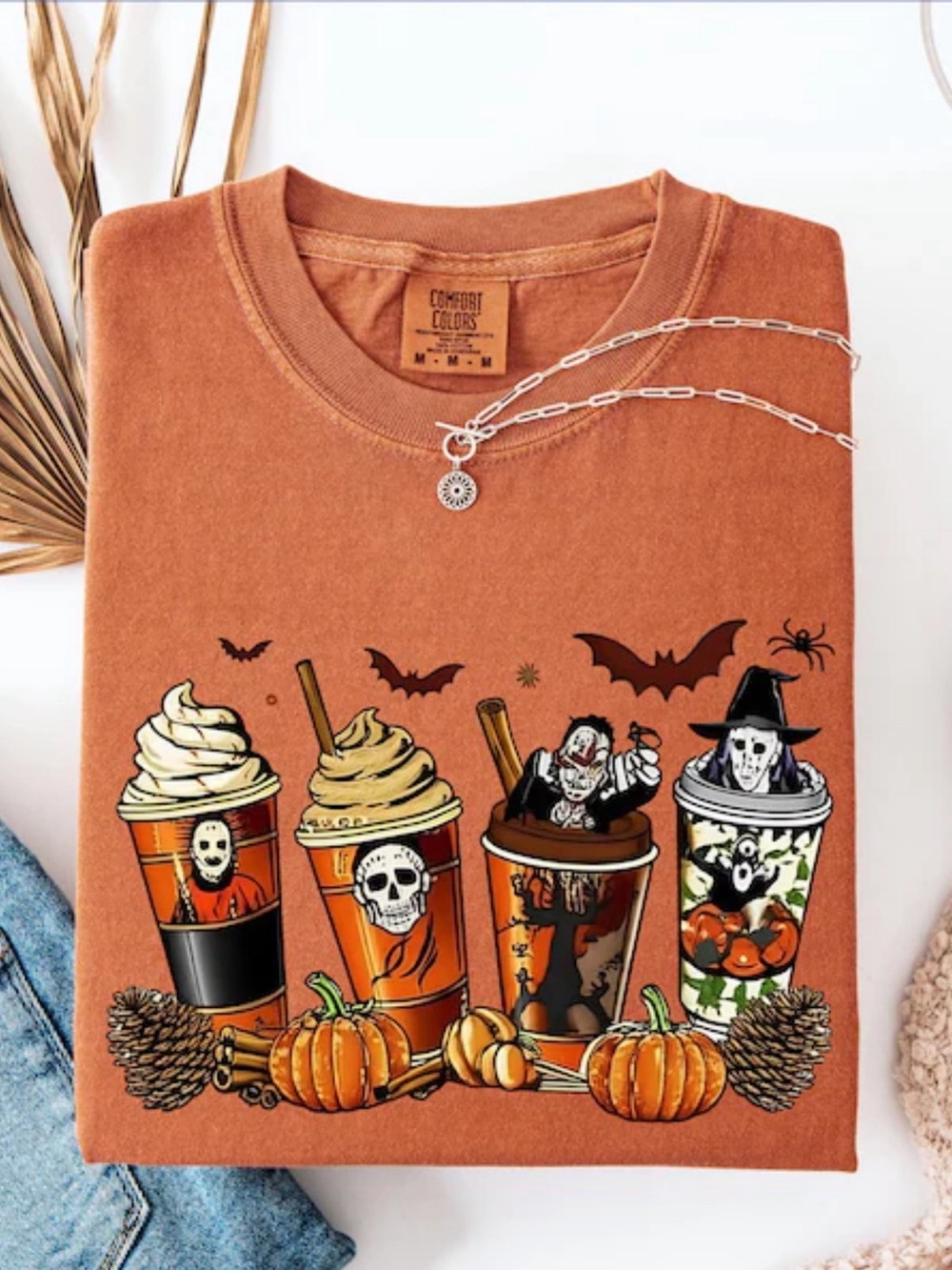 Comfort Colors Yam Halloween Graphic Tee Like New